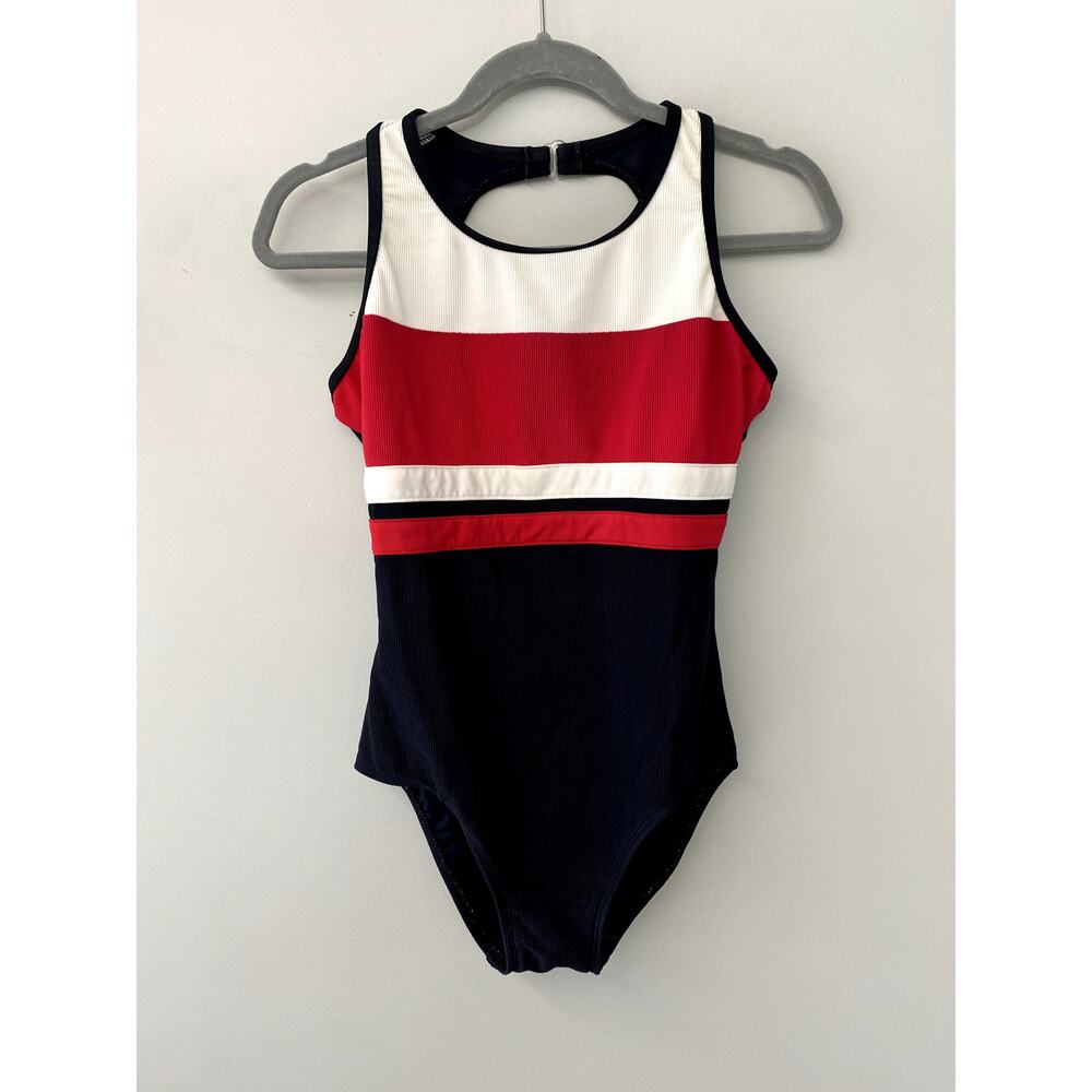 Vintage 80's/90's Concepts Sirena Black, Red, & White One Piece Swimsuit